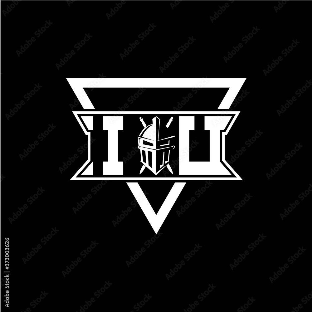 The initials inspiration I U modern knight logo with a triangle The initials inspiration I U modern knight logo with a triangle