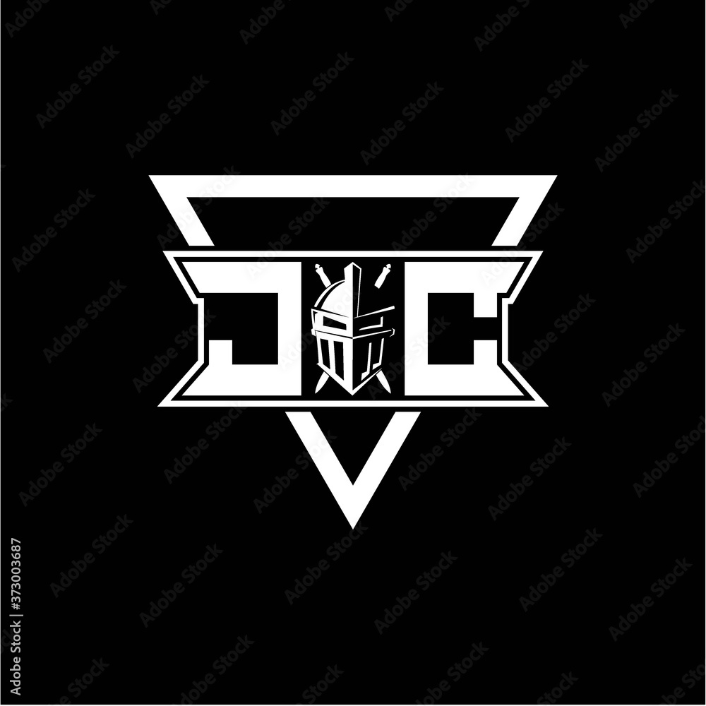 The initials inspiration J C modern knight logo with a triangle