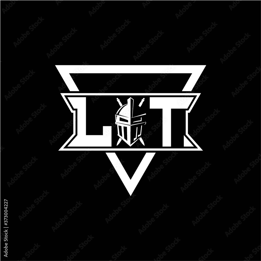 The initials inspiration L T modern knight logo with a triangle The initials inspiration L T modern knight logo with a triangle