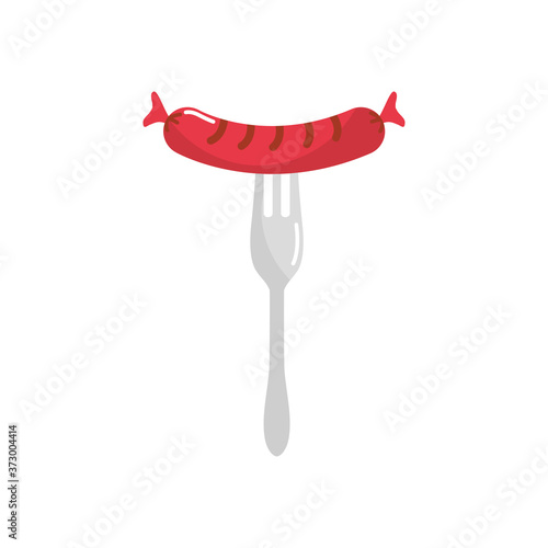 fork with sausage icon, flat style