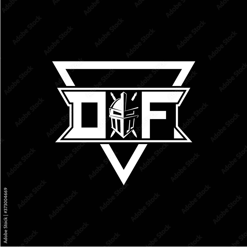 The initials inspiration O F modern knight logo with a triangle The initials inspiration O F modern knight logo with a triangle