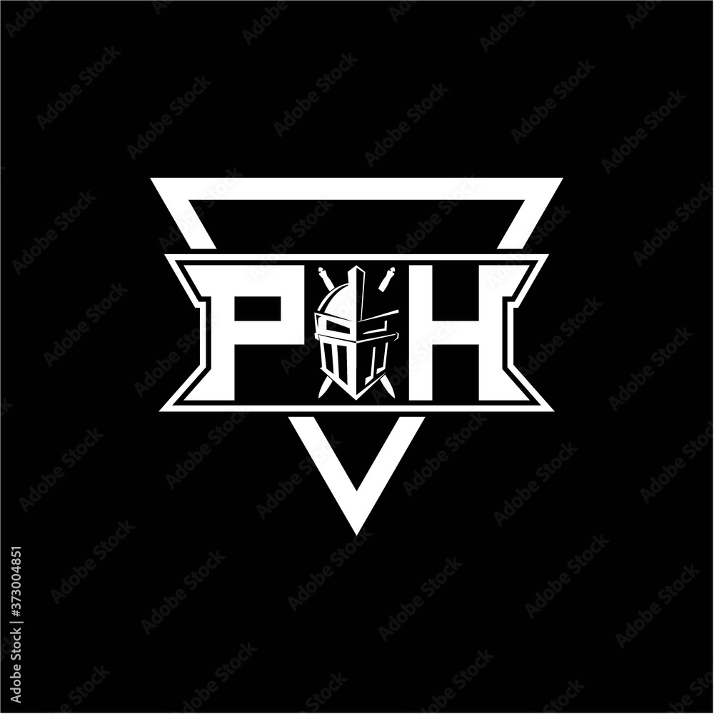 The initials inspiration P H modern knight logo with a triangle The initials inspiration P H modern knight logo with a triangle
