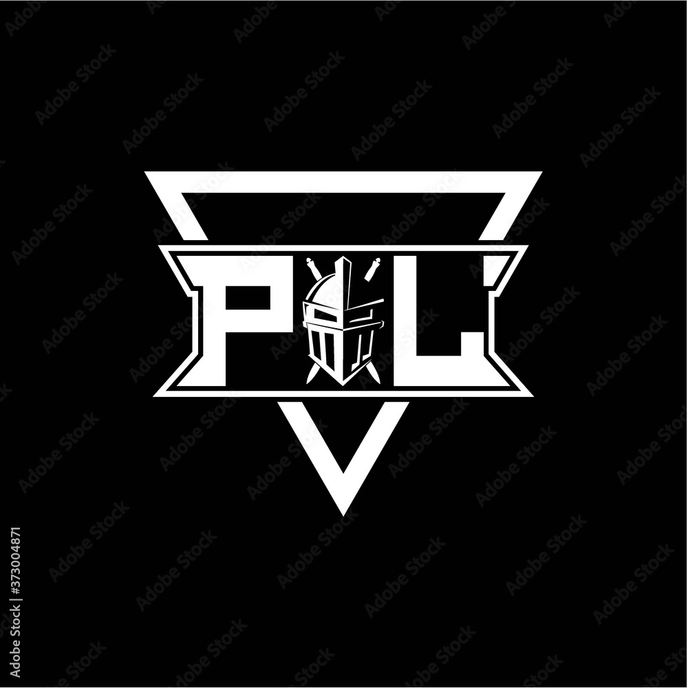 The initials inspiration P L modern knight logo with a triangle The initials inspiration P L modern knight logo with a triangle