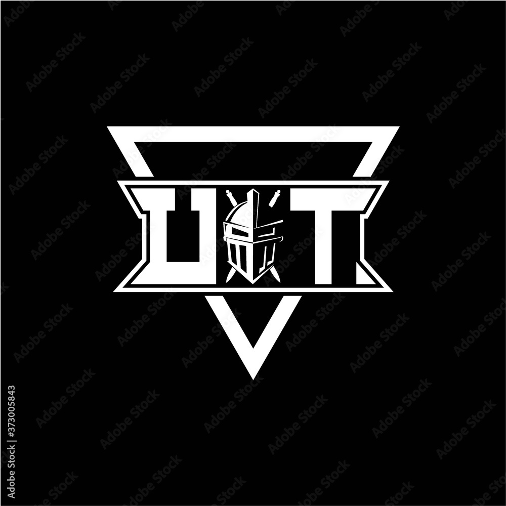 The initials inspiration U T modern knight logo with a triangle The initials inspiration U T modern knight logo with a triangle