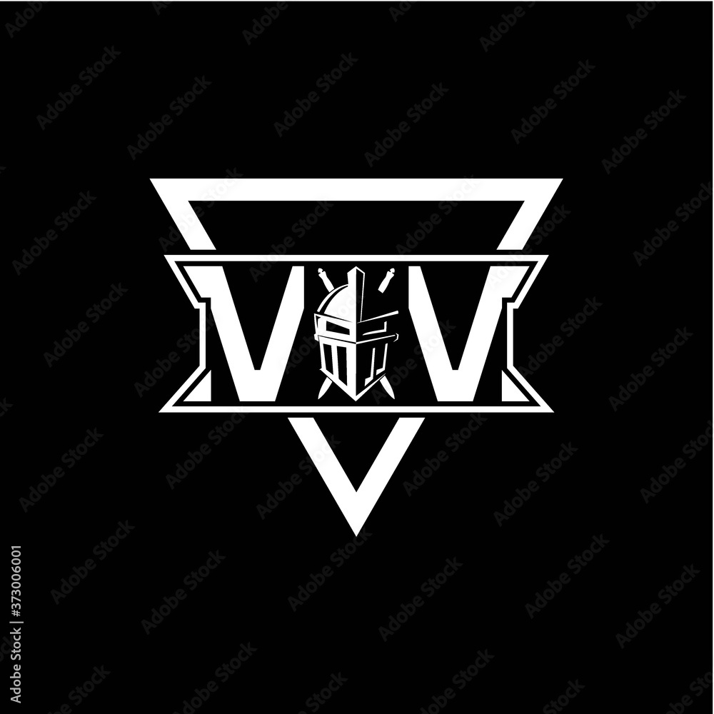 The initials inspiration V V modern knight logo with a triangle The initials inspiration V V modern knight logo with a triangle