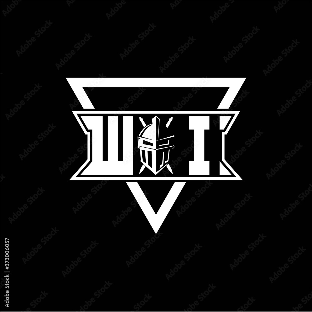 The initials inspiration W I modern knight logo with a triangle The initials inspiration W I modern knight logo with a triangle