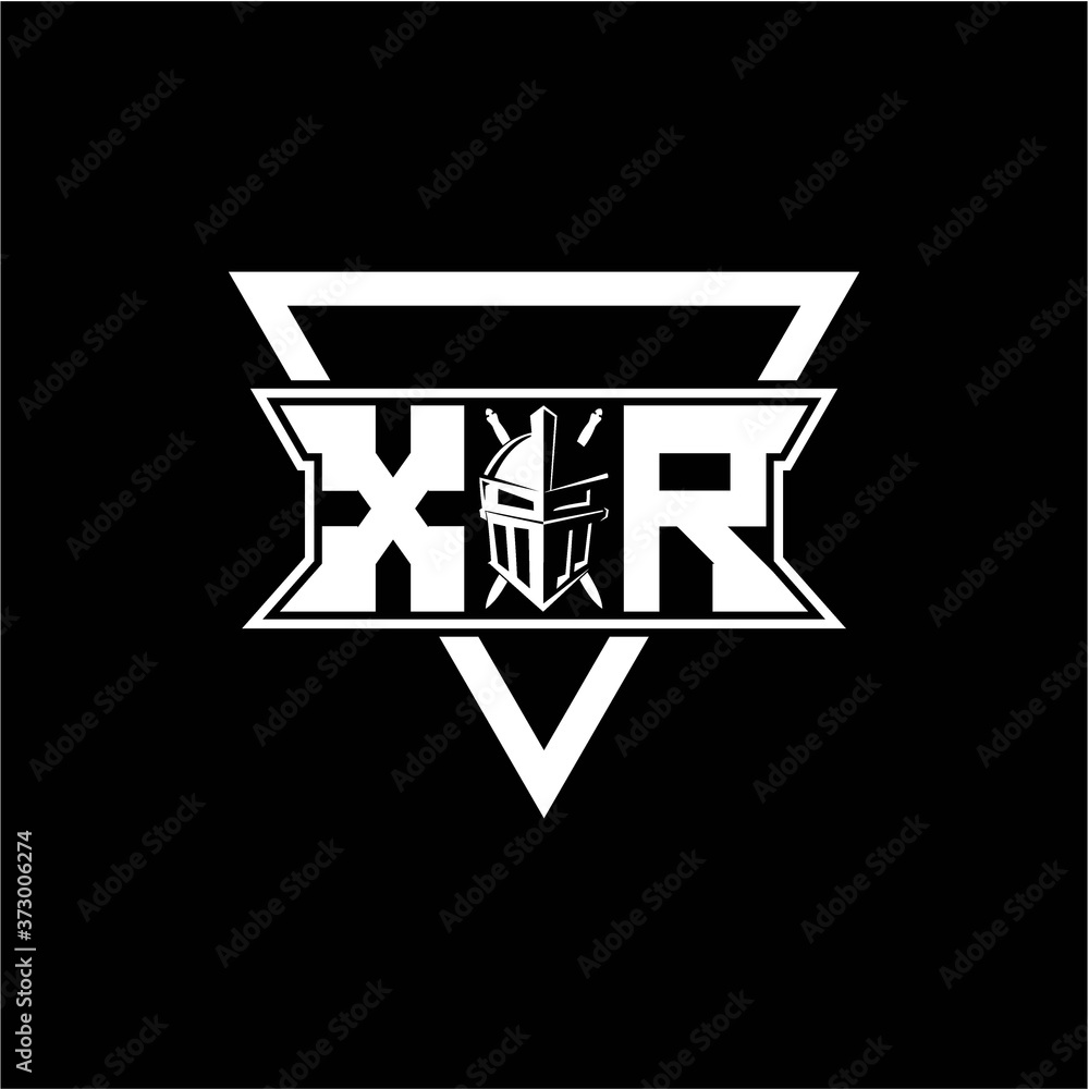 The initials inspiration X R modern knight logo with a triangle The initials inspiration X R modern knight logo with a triangle