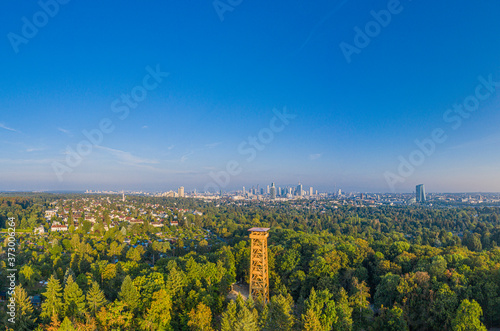 Obraz na plátně Aerial view on new Goethe tower near Frankfurt