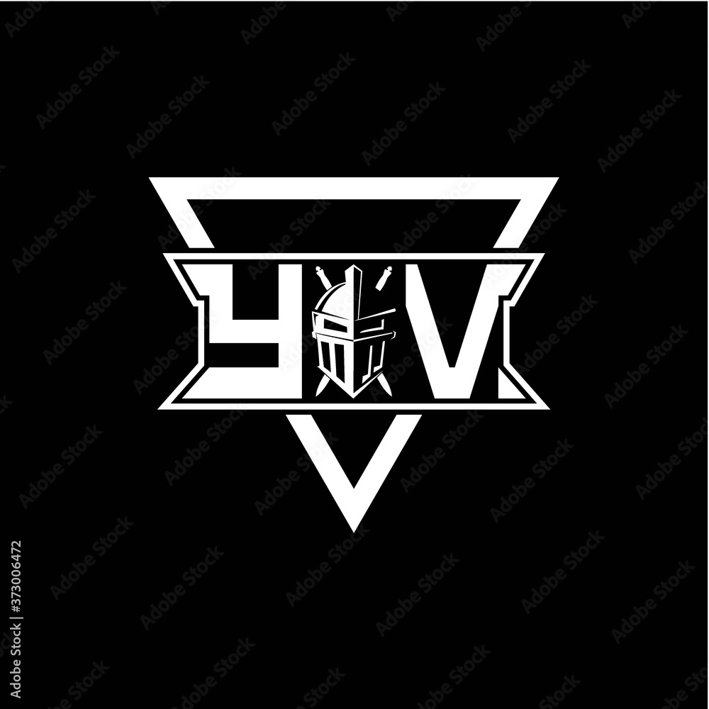The initials inspiration Y V modern knight logo with a triangle The initials inspiration Y V modern knight logo with a triangle