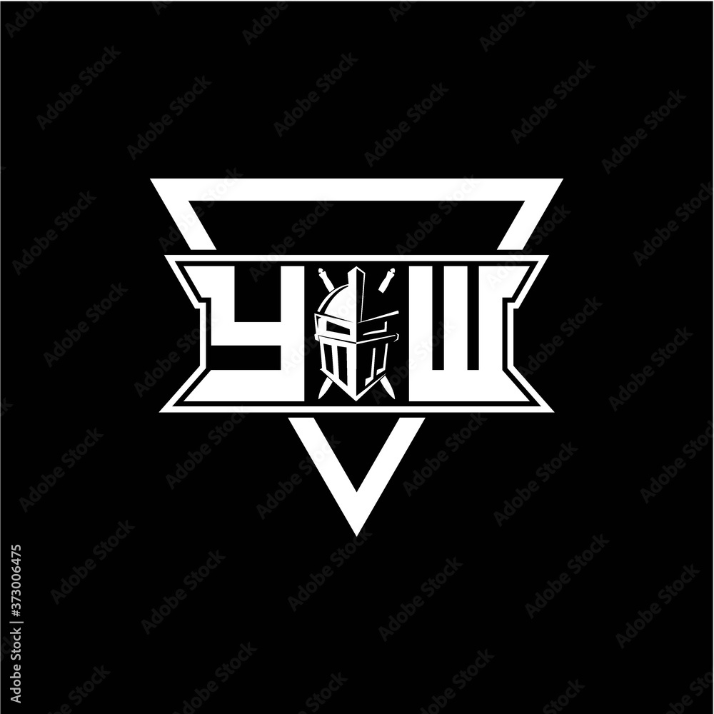 The initials inspiration Y W modern knight logo with a triangle The initials inspiration Y W modern knight logo with a triangle