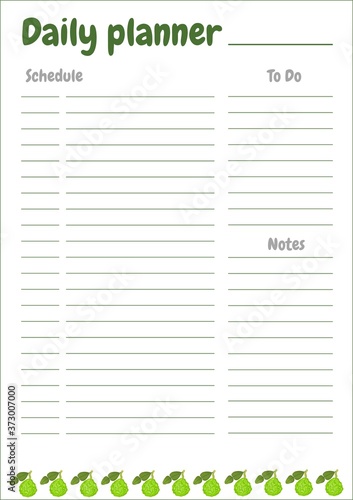 Vector daily planner with cute bergamots fruits, leaves and flowers. Specially for girls. Formats A5 A4 A3