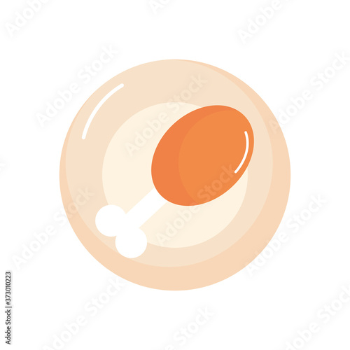 plate with chicken thigh icon, flat style