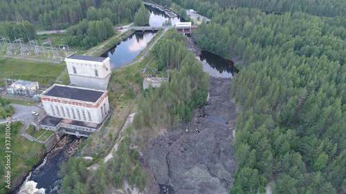 stones geological object the most ancient volcano crater in Girvas, Karelia Russia. Palyeozerskaya Hydroelectric power station photo