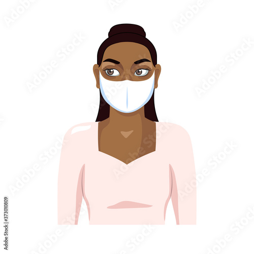 Isolated young woman wearing a face mask - Vector