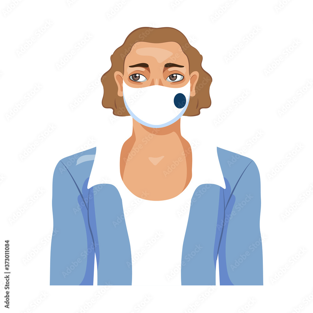 Isolated young woman wearing a face mask - Vector Isolated young woman wearing a face mask - Vector