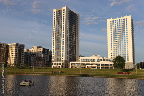 various buildings and unique architecture at Minsk streets