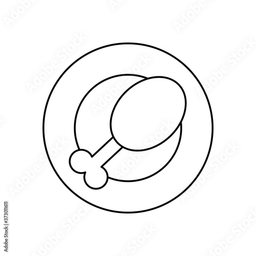 plate with chicken thigh icon, line style