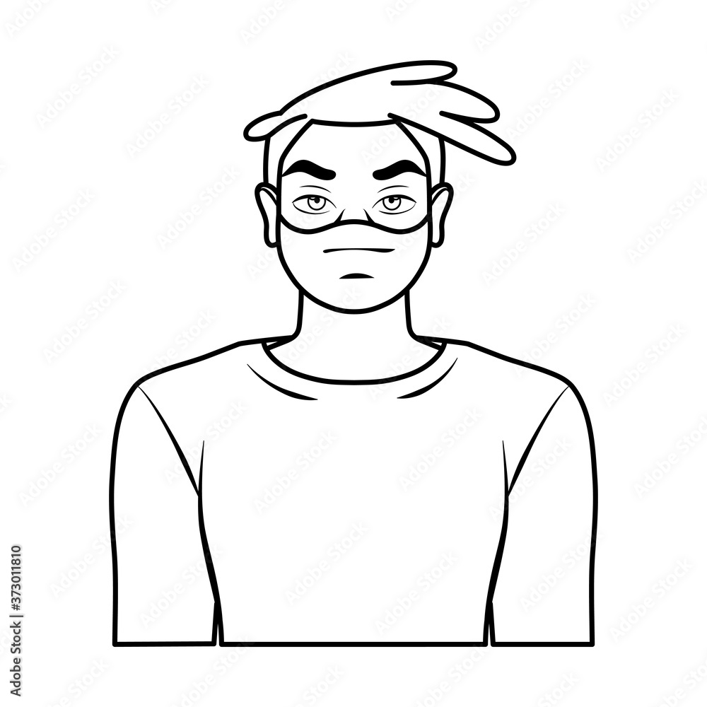 Isolated young man wearing a face mask - Vector