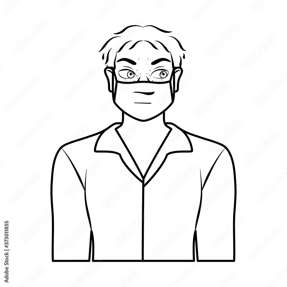 Isolated young man wearing a face mask - Vector Isolated young man wearing a face mask - Vector