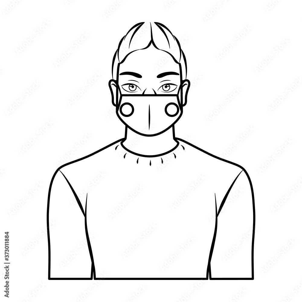 Isolated young man wearing a face mask - Vector