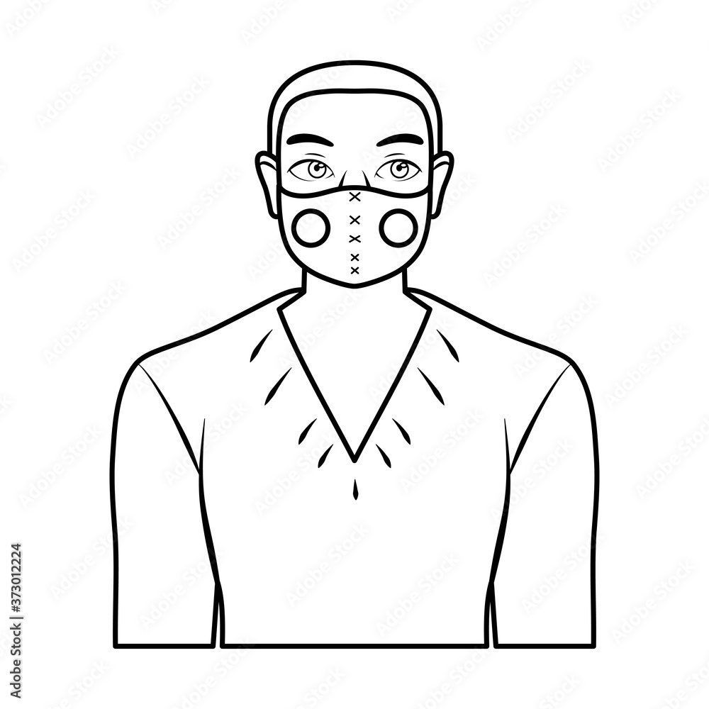 Isolated young man wearing a face mask - Vector Isolated young man wearing a face mask - Vector