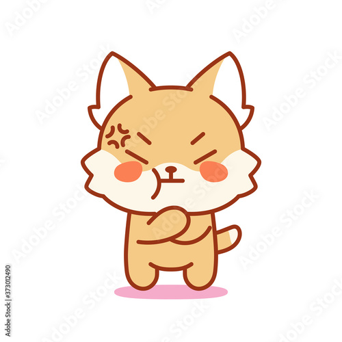 Isolated angry kitten. Cute emoji of a cat - Vector