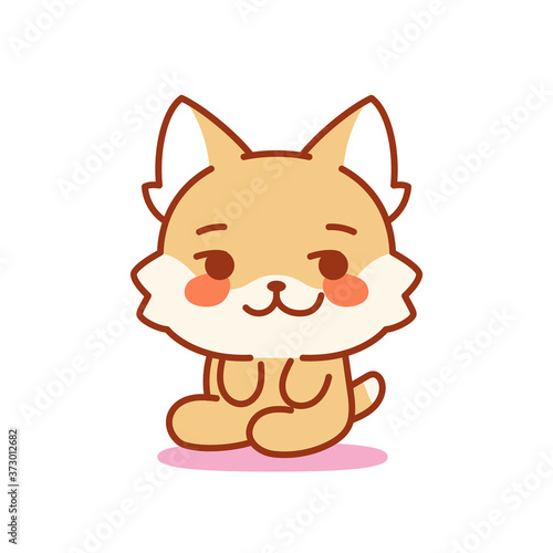 Fototapeta Naklejka Na Ścianę i Meble -  Isolated happy kitten. Cute emoji of a cat - Vector