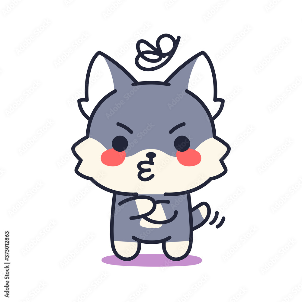 Isolated angry kitten. Cute emoji of a cat - Vector Isolated angry kitten. Cute emoji of a cat - Vector