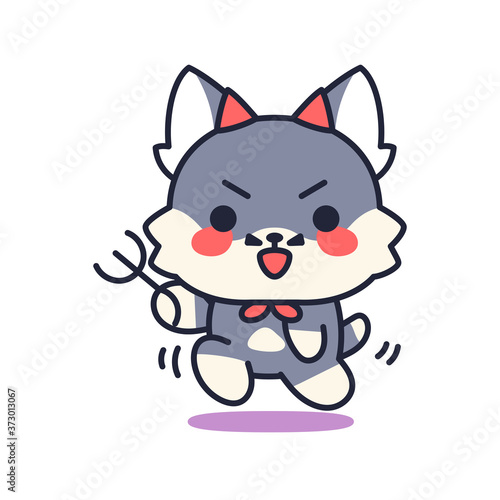Isolated devil kitten. Cute emoji of a cat - Vector © illustratiostock