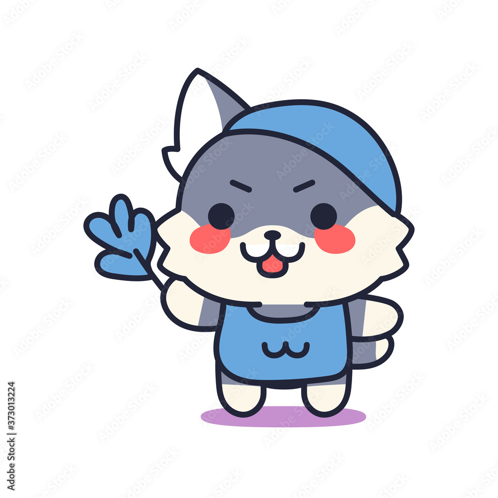 Isolated kitten cleaning. Cute emoji of a cat - Vector Isolated kitten cleaning. Cute emoji of a cat - Vector