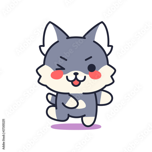Isolated kitten winking. Cute emoji of a cat - Vector