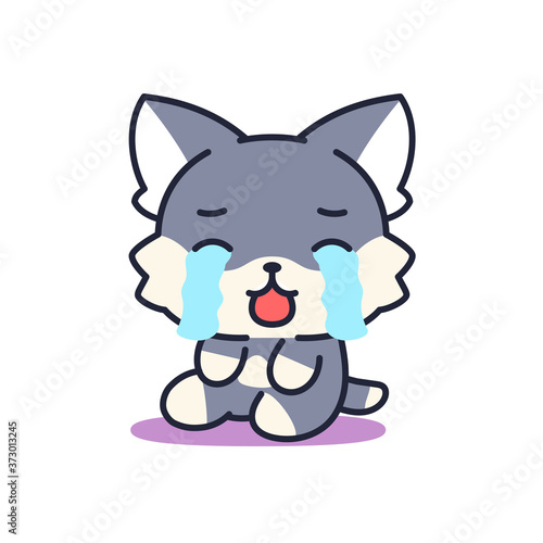 Isolated crying kitten. Cute emoji of a cat - Vector © illustratiostock