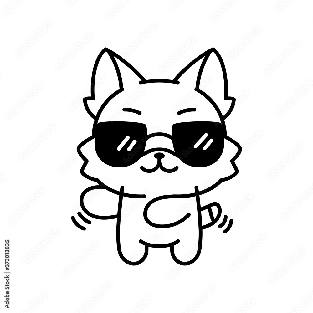 Isolated cool kitten. Cute emoji of a cat - Vector Isolated cool kitten. Cute emoji of a cat - Vector