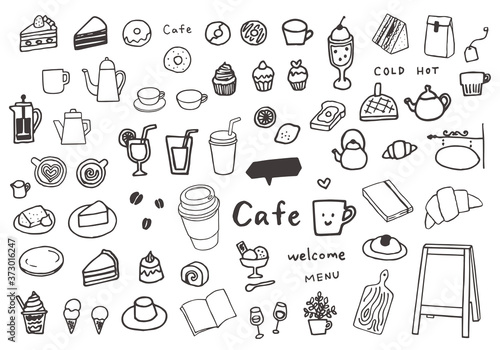 切り絵風のスイーツイラストセット