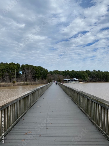 Boardwalk crossing on murky lake © Christian