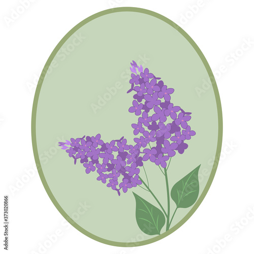 Vector illustration with a branch of lilac in the frame.