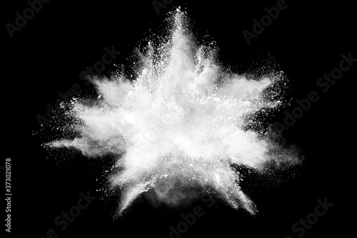 Explosion of white powder Hi Resolution isolated on black background.  photo