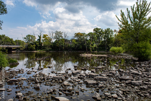 nature pond with rocks
