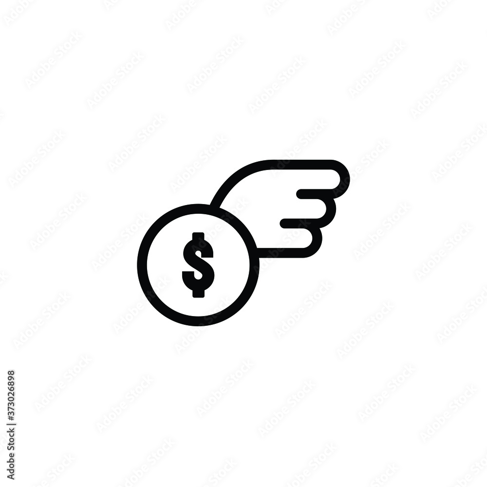 Flying money thin icon isolated vector on white background, sign and symbol object concept. Flying money thin icon isolated vector on white background, sign and symbol object concept.