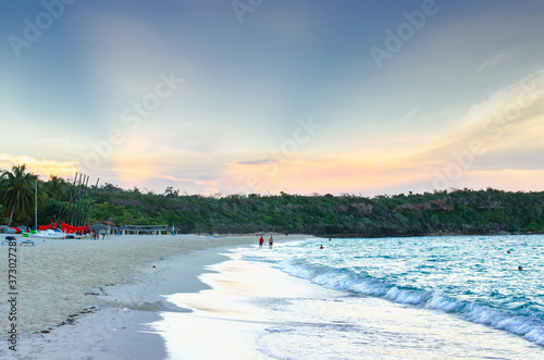 Atardecer en Playa Esmeralda, Holguin, Cuba. photo