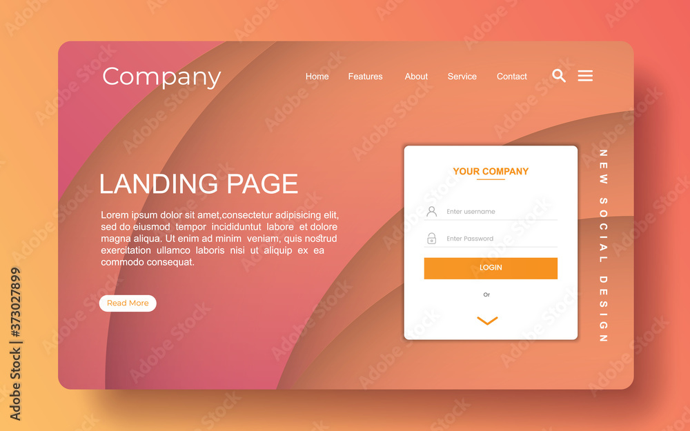 landing page with abstract background