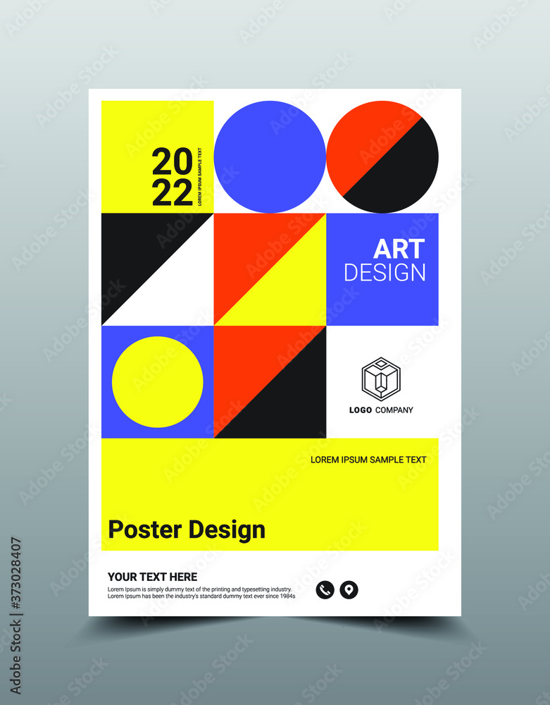 Plakat Creative poster magazine design template. Cool abstract backgrounds, Flat style vector illustration artwork A4 size.