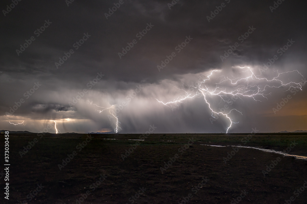 Monsoons over southern Arizona with lightening Monsoons over southern Arizona with lightening