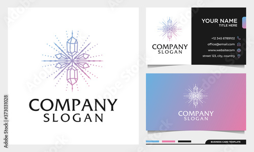 Luxury colorful Spiritual Healing logo beauty Crystal Design Vector with business card template
