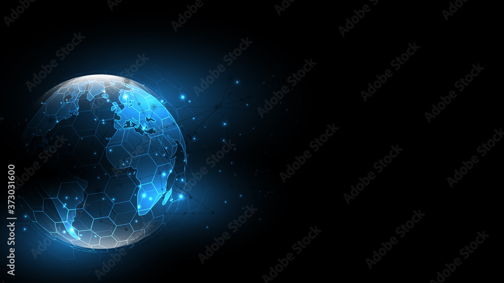 Fototapeta premium Global network connection World map abstract technology background