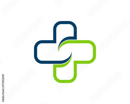 Blue and green medical cross health