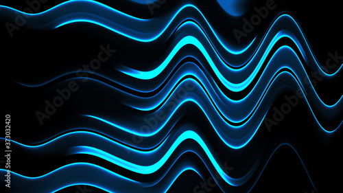 Glowing blurred light stripes in motion over on abstract background. Blue rays. Led Light. Future tech. Shine dynamic scene. Neon flare. Magic moving fast lines. Glowing wallpaper.