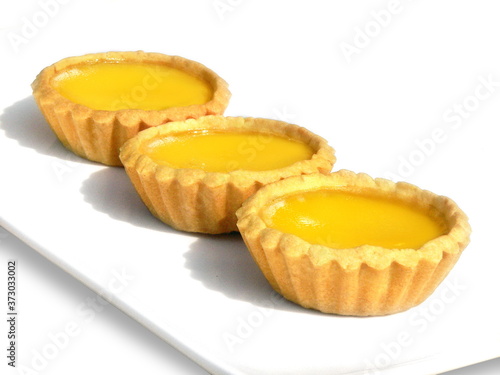 Close up of a typical Cantonese and Hong Kong dessert Egg tart (Chinese: danta)