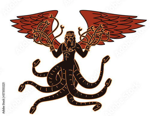 greek mythology titan monster typhon with snake legs