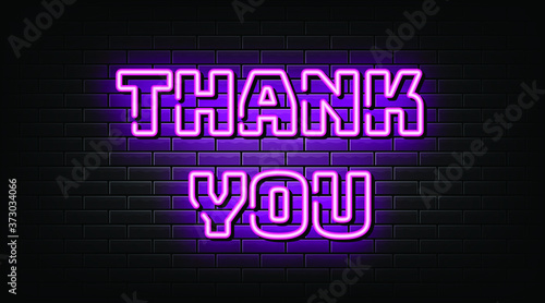 Thank you neon text  neon sign and symbol